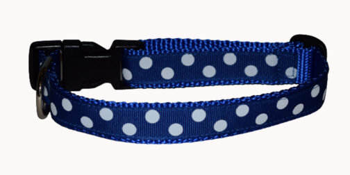 Dots White Blue Dog Collar