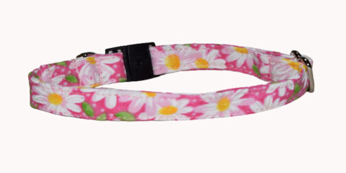 Daisy Pink Cotton dog collar