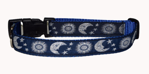 Sun Moon Stars Blue Dog Collar