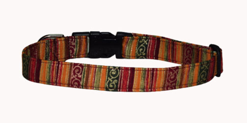 Fall Stripes Gold Dog Collar