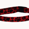 Paw Print Red Cotton Cat Dog Collar