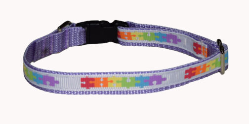 Autism Puzzle Lavender Dog and Cat Collars