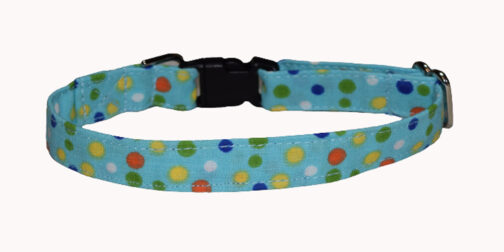 Dots Green Yellow Blue Cotton Dog and Cat Collar