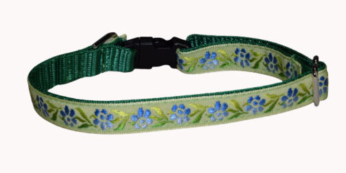 Flower Blue Green Dog and Cat Collar