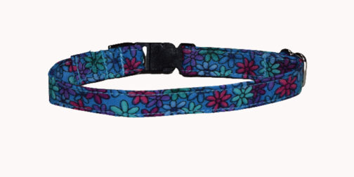 Flower Blue Cotton Dog and Cat Collar