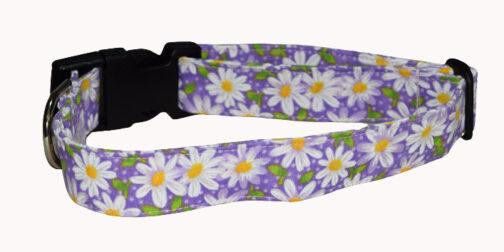 Flower Daisy Purple Cotton Dog Collar