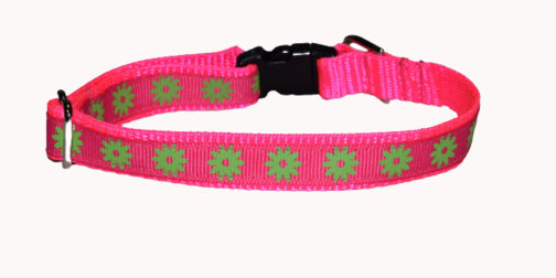 Flower Green Pink Dog and Cat Collar