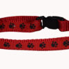 Paw Print Black Red Dog and Cat Collar