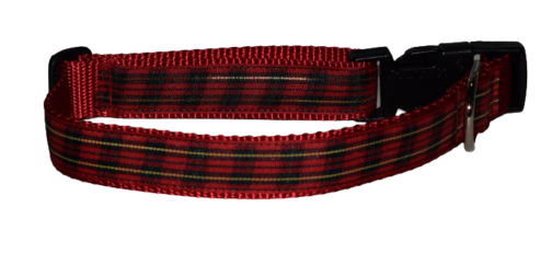 Plaid Red Gold Dog and Cat Collars